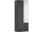 Drehtürenschrank OTTO HOME "Kleiderschrank Schrank Garderobe AGORDO mit Dekor- oder Hochglanzfront", grau (graumetallic, hochglanz effektgrau), B:91cm H:229cm T:54cm, Holzwerkstoff, Schränke, Drehtürenschrank, mit Außenschubkästen, in 7 Breiten und 2 Höhen MADE IN GERMANY