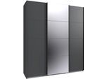 Kleiderschrank WIMEX "Mugano, Made in Germany, Lieferung bis in Deine Etage und Stellort", schwarz (grafit, griffe schwarz), B:180cm H:208cm T:65cm, Holzwerkstoff, Schränke, Kleiderschrank, 3 Schwebetüren, große Größen, mit oder ohne Spiegel, Metallgriffe