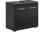Waschbeckenunterschrank HOME AFFAIRE "Malmö, Breite 60 cm, 2 Tür, 2 Fächer, mit Siphonausschnitt, MDF-Front", schwarz, B:60cm H:56cm T:34cm, Schränke, Waschbeckenunterschrank, in verschiedenen Farben erhältlich, Badmöbel, Badschrank, Kommode, Bad