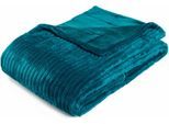 Wohndecke GÖZZE "Cordoptik", blau (petrol), B:150cm L:200cm, Kunstfaser, Wohndecken, Wohndecke, mit Glanzeffekt, Kuscheldecke