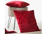 Dekokissen WECKBRODT "Valentin" Gr. 1, rot (rubinrot, unifarben), B:40cm L:40cm, Polyester, Dekokissen_Sitzkissen_Kissenhüllen, Dekokissen, Samt-Optik, Velour, Unifarben, Kissenhülle ohne Füllung