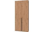Kleiderschrank WIMEX "Mugano,in 5 Breiten,2 Höhen,2 Tiefen, viele Farben, Made in Germany", schwarz (artisan, eiche nachbildung, griffe schwarz), B:90cm H:208cm T:40cm, Holzwerkstoff, Schränke, Kleiderschrank, mit langen Griffen aus Metall, mit oder ohne Spiegel