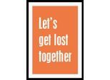 Bild QUEENCE "Let's get lost together", blau (farbe rahmen: schwarz, farbe bild(er): beige, türkis, grau), B:40cm H:50cm, Acrylglas, Holz, Papier, Bilder, Bild, HD Premium Poster-Druck inkl. Holzrahmen
