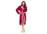 Bademantel VOSSEN "Poppy, ideal für Sauna & Spa, Hotelbademantel, Morgenmantel" Gr. XL, lila (cranberry), L:120cm, Microfaser-Walkfrottee, Hausmäntel, Bademantel, Doubleface Optik