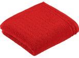 Badetuch VOSSEN "Calypso Feeling", rot (purpur), B:50cm L:100cm, Walkfrottee, Obermaterial: 100% Baumwolle, Handtücher, Badetuch, mit schmaler Bordüre, aus 100% hochwerter Baumwolle, Vegan, einfarbig
