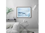 Bild QUEENCE "Henna", blau (farbe rahmen: schwarz, farbe bild(er): blau), B:70cm H:50cm, Acrylglas, Holz, Papier, Bilder, Bild, HD Premium Poster-Druck inkl. Holzrahmen