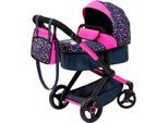 Kombi-Puppenwagen BAYER "Xeo", schwarz (fee blau, pink), Puppenwagen, KinderB:37cm H:73cm T:68cm, Kunststoff, Metall, Stoff, Kombi-Puppenwagen, B:37cm H:73cm T:68cm