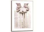 Bild REINDERS "Gerahmtes Bild Sand durch die Finger Leere Hände - Sandkorn - Verlust", grün (farbe bild(er): khaki), B:50cm H:70cm, MDF, Bilder, Bild