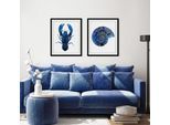 Bild QUEENCE "Abel", blau (farbe rahmen: schwarz, farbe bild(er): blau), B:50cm H:70cm, Acrylglas, Holz, Papier, Bilder, Bild, HD Premium Poster-Druck inkl. Holzrahmen