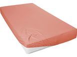 Spannbettlaken PRIMERA "Mako-Feinjersey Spannbetttuch", rot (siena), B:120cm L:200cm, Mako-Jersey, Obermaterial: 100% Baumwolle, Bettlaken, Spannbettlaken, Geeignet für Standardmatratzen bis 22 cm, 100% Baumwolle