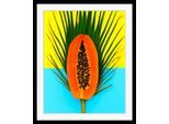 Bild QUEENCE "Papaya", bunt (farbe rahmen: schwarz, farbe bild(er): bunt), B:40cm H:50cm, Acrylglas, Holz, Papier, Bilder, Bild, HD Premium Poster-Druck inkl. Holzrahmen