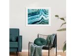 Bild QUEENCE "Aladin", blau (farbe rahmen: weiß, farbe bild(er): blau), B:70cm H:50cm, Acrylglas, Holz, Papier, Bilder, Bild, HD Premium Poster-Druck inkl. Holzrahmen