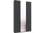 Kleiderschrank WIMEX "Mugano,in 5 Breiten,2 Höhen,2 Tiefen, viele Farben, Made in Germany", schwarz-weiß (grafit, griffe schwarz), B:135cm H:236cm T:40cm, Holzwerkstoff, Schränke, Kleiderschrank, mit langen Griffen aus Metall, mit oder ohne Spiegel