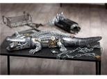 Tierfigur CASABLANCA BY GILDE "Skulptur "Steampunk crocodile", silber (silberfarben), B:35,5cm H:14,5cm T:60cm, Kunstharz, Dekofiguren, Tierfigur