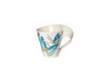 Becher VILLEROY & BOCH "Becher mit Henkel NewWave Caffè 300 ml weiß-blau", bunt (weiß, blau), Porzellan, Trinkgefäße, Becher
