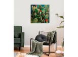 Leinwandbild QUEENCE "Cactus de Felanitx", grün (farbe bild(er): grün), B:60cm H:60cm, Holzrahmen, Leinwand, Bilder, Leinwandbild, Premium-Leinwandstoff, Handarbeit aus Deutschland