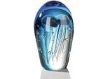 Wanddekoobjekt CASABLANCA BY GILDE "Skulptur Qualle", blau, B:12cm H:20cm T:12cm, Glas, Wanddekoobjekte, Wanddekoobjekt