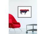 Bild QUEENCE "Bloody Cow", rot (farbe rahmen: schwarz, farbe bild(er): rot), B:70cm H:50cm, Acrylglas, Holz, Papier, Bilder, Bild, HD Premium Poster-Druck inkl. Holzrahmen