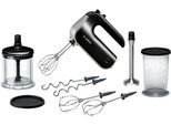 BOSCH Handmixer "HomeProfessional MFQ4885DE, 2x Edelst. Besen, 1x Knethaken, schwarz", silber (schwarz, silberfarben), B:20cm H:14,2cm T:7,5cm, Mixer, 5 Stufen, Turbostufe, Zerkleinerer, Mixfuß, Mixbecher, Made in Europe, Handmixer