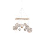 Mobile FEHN "Lazy, Crazy & Pink, Holz-Mobile Faultier", grau (grau, beige), Mobilés, BabyB:29,5cm H:2,4cm L:48cm, Plüsch, Softvelour, Mobile, B:29,5cm H:2,4cm L:48cm
