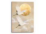 Leinwandbild REINDERS "Kräne", beige (farbe bild(er): beige), B:50cm H:70cm T:2,5cm, Bilder, Leinwandbild, Wohnzimmer - Mond - Beige - Leinwand - Tiere - 50x70 cm