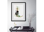 Bild QUEENCE "L", gold (farbe rahmen: schwarz, farbe bild(er): goldfarben), B:40cm H:50cm, Acrylglas, Holz, Papier, Bilder, Bild, HD Premium Poster-Druck inkl. Holzrahmen