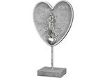 Dekofigur CASABLANCA BY GILDE "Skulptur Paar im Herz", silber (silberfarben), B:17cm H:30cm T:8cm, Kunstharz, Dekofiguren, Dekofigur