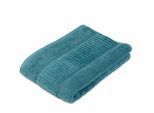 Badetuch GÖZZE "BIO Frottier", blau (petrol), B:70cm L:140cm, Walkfrottee, Obermaterial: 100% Baumwolle, Handtücher, Badetuch, Bio-Baumwolle, Uni-Farben, mit geschorener Bordüre, Pastell Farben