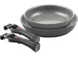 Pfannen-Set BALLARINI "Bratpfanne Torre", grau, Ø:28cm, Pfannen, Pfannen-Set, Abnehmbarer Griff, Keramikbeschichtung, Made in Italy, stapelbar