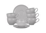 Tasse SELTMANN WEIDEN "Kaffeetassen mit Untertassen Amina 250 ml 6er Set", grau (silbergrau), 12 tlg., Porzellan, Trinkgefäße, Tasse