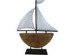 Dekofigur AM DESIGN "Schiff aus Mangoholz und Metall", braun, B:5cm H:27cm T:27cm, Holzwerkstoff, Metall, Dekofiguren, Dekofigur, Osterdekoration in zwei Größen