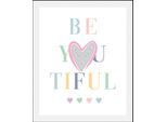Bild QUEENCE "Be-You-Tiful", rosa (farbe rahmen: schwarz, farbe bild(er): rosa), B:50cm H:70cm, Bilder, Bild, gerahmt