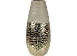 Dekovase I.GE.A. "Blumenvase", braun, B:14cm H:31cm, Keramik, Vasen, Dekovase, Dekovase Zylindervase silber weiß glänzend Blumenvase Modern Tischvase