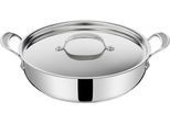 Servierpfanne TEFAL "Jamie Oliver Cook's Classic, Schmorpfanne Induktion beschichtet", schwarz (edelstahlfarben, schwarz), B:31,6cm H:8cm L:40,9cm Ø:30cm, Pfannen, Servierpfanne, Thermo-Signal bei idealer Brattemperatur, für alle Herdarten geeignet