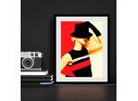 Bild QUEENCE "Faceless", rot (farbe rahmen: schwarz, farbe bild(er): rot), B:40cm H:50cm, Acrylglas, Holz, Papier, Bilder, Bild, HD Premium Poster-Druck inkl. Holzrahmen