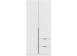 Drehtürenschrank OTTO HOME "Kleiderschrank Schrank Garderobe AGORDO mit Dekor- oder Hochglanzfront", weiß (alpinweiß), B:91cm H:229cm T:54cm, Holzwerkstoff, Schränke, Drehtürenschrank, mit Außenschubkästen, in 7 Breiten und 2 Höhen MADE IN GERMANY