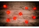 NÄVE LED-Lichterkette "Fairy Lights, Weihnachtsdeko, Länge Ges. ca. 740 cm, Zuleitung 500 cm", rot, Dioden 9 Stk. Flammen 9 Stk., Kabellänge 5m x Gesamtlänge 7,4m, Lichterketten, mit 9 Sternen in 3D Optik, Outdoor Weihnachtslichterkette, IP44, LED-Lichterkette