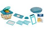 Gemüseschneider GENIUS "Nicer Dicer Chef Professional, Set 12-tlg.", blau (schwarz petrol), B:20,5cm H:24,5cm T:25cm, Zerkleinerer, Gemüseschneider, in ORIGINAL Nicer Dicer Qualität mit mehr Funktionen und Zubehör