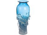 Tischvase CASABLANCA BY GILDE "Vase Wave blau", blau, B:19cm H:40cm T:19cm Ø:19cm, Glas, Vasen, Tischvase