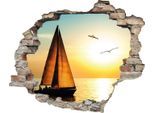 Wandtattoo QUEENCE "Segelboot", orange, B:60cm H:50cm T:0,1cm, Wandtattoos, Wandtattoo, Wandsticker, Wandbild, selbstklebend, 3D, Wanddurchbruch