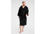 Unisex-Bademantel KANGAROOS "Cassidy, für Damen & Herren, Standardlänge & Überlänge" Gr. XL, schwarz, L:125cm, Walkfrottee, Hausmäntel, Unisex-Bademantel, mit Taschen, Männer und Frauen, Baumwolle, Reise, Hotel, Sauna, S-3XL