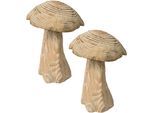 Dekoobjekt CREATIV HOME "Pilz, Weihnachtsdeko", braun, H:18cm Ø:16cm, Holzwerkstoff, Dekofiguren, Dekoobjekt, aus Holz, Höhe ca. 18 cm