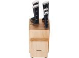 Messerblock TEFAL "Ice Force", silber (edelstahlfarben), B:13,9cm H:40,5cm, Messerblöcke, Messerblock, Eishärtung, dauerhafte Leistungsstärke, formschön, Edelstahl/Holz
