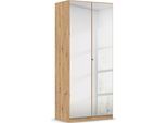 Drehtürenschrank RAUCH "Reflect", braun (eiche artisan), B:91cm H:210cm T:54cm, Holzwerkstoff, Schränke, Drehtürenschrank, mit Spiegelfront, inkl. praktischer Inneneinteilung