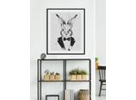 Bild QUEENCE "Iida", schwarz (farbe rahmen: schwarz, farbe bild(er): schwarz, weiß), B:40cm H:50cm, Acrylglas, Holz, Papier, Bilder, Bild, HD Premium Poster-Druck inkl. Holzrahmen