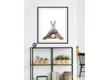 Bild QUEENCE "Bunny Tail", braun (farbe rahmen: schwarz, farbe bild(er): braun, grau), B:30cm H:40cm, Acrylglas, Holz, Papier, Bilder, Bild, HD Premium Poster-Druck inkl. Holzrahmen
