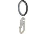 Gardinenring LIEDECO "Gardinenring, Stilring, Ringe für Gardinenrohre 16 mm "Esperanca" Gr. 1, silber (silberfarben, schwarz), Ø:2,7cm, Metall, Gardinenbefestigungen, Gardinenring, Gardinenring mit Faltenlegehaken