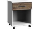 Rollcontainer WIMEX "Joker", weiß (weiß, flagstaff eiche), B:46cm H:59cm T:45cm, Holzwerkstoff, Kunststoff, Metall, Rollwagen, Rollcontainer, Schrank mit 1 Schublade und offenes Fach, ideal auch als Nachttisch