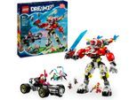 Konstruktionsspielsteine LEGO "Coopers Tiger-Mech und Zero's Hot Rod Auto (71497), LEGO DREAMZzz", bunt, Spielbausteine, Kinder, Kunststoff, Konstruktionsspielsteine, Made in Europe