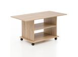 KADIMA DESIGN Couchtisch SEGRE: Stilvoll, 2 Ablageflächen, Rollen, Melaminharzbeschichtung, 95x51x54,5 cm, Weiß/Sonoma.